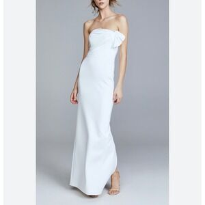 Black Halo Eve Laurel Berman White Strapless Bow Column Gown Dress 4 NEW
